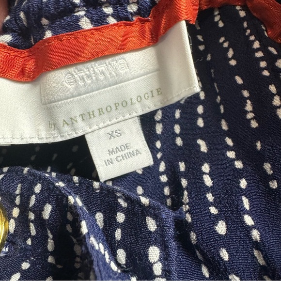 Ettitwa by Anthropologie navy and white dotted shorts sz Xs - Picture 2 of 5